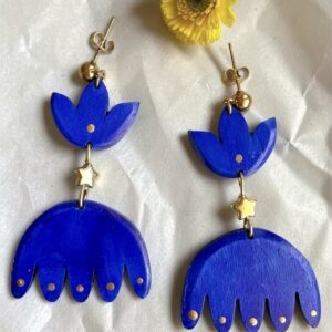Boucles d'oreille fleurs bleues