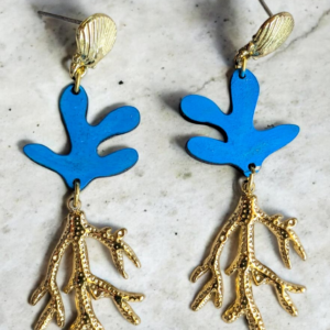 Boucles d'oreille Corail Bleu