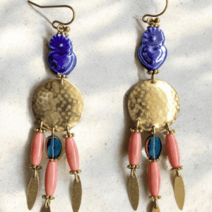 Boucles d'oreille coeur sacré bleu