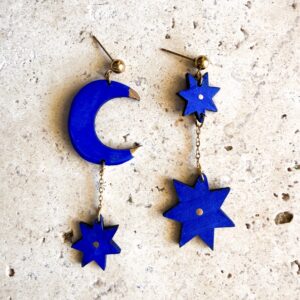 Boucles d'oreille lune etoiles